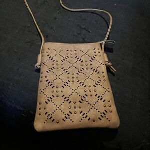 Brown Crossbody Bag with Studded Design